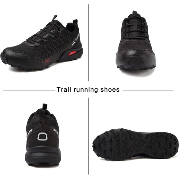 🆕 Men Black Trail Running Hiking Breathable Tennis Cross Training Walking Shoes - Picture 2 of 7
